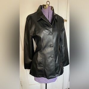 Black Faux Leather Women's Jacket size M, Renee Raquel